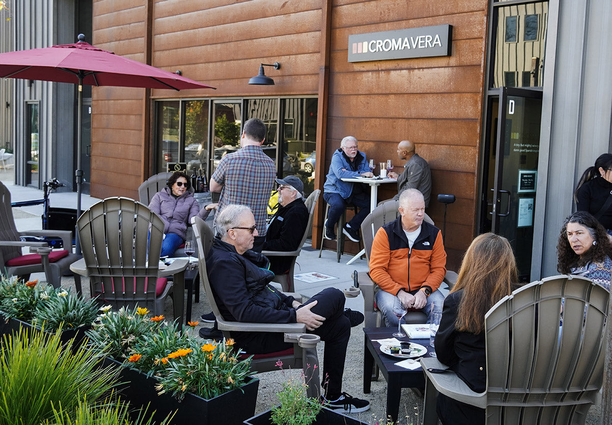 The patio at Croma Vera Wines, a winery in San Luis Obispo, CA.
