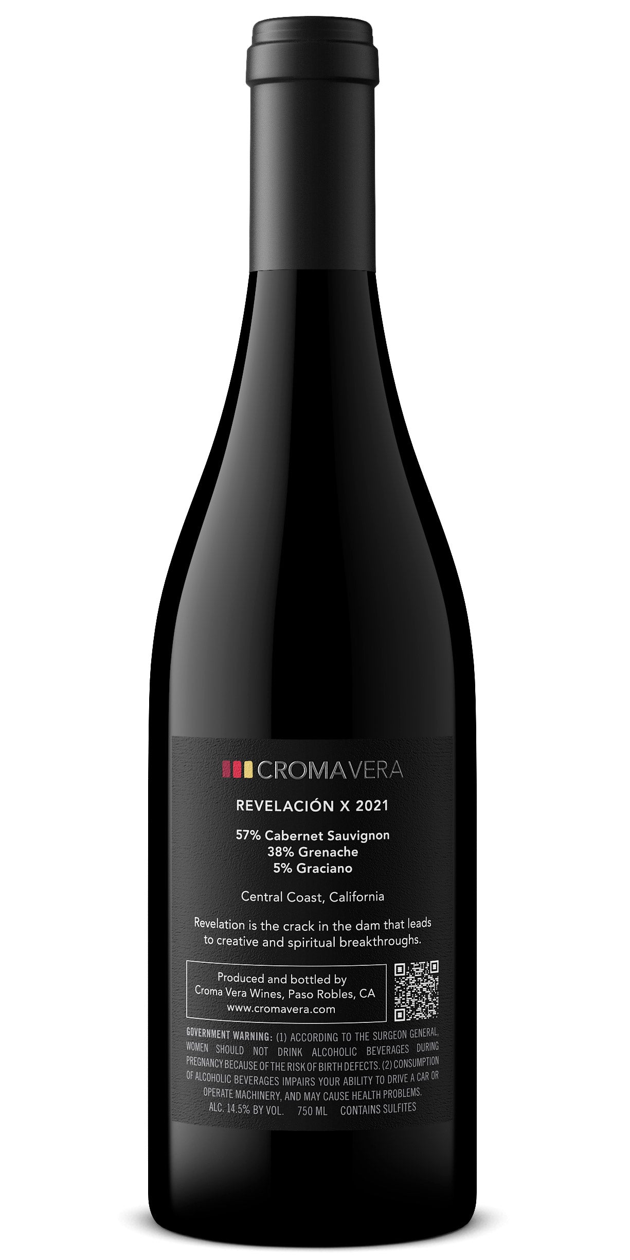 Bottle of Revelación X Reserve Blend, back label